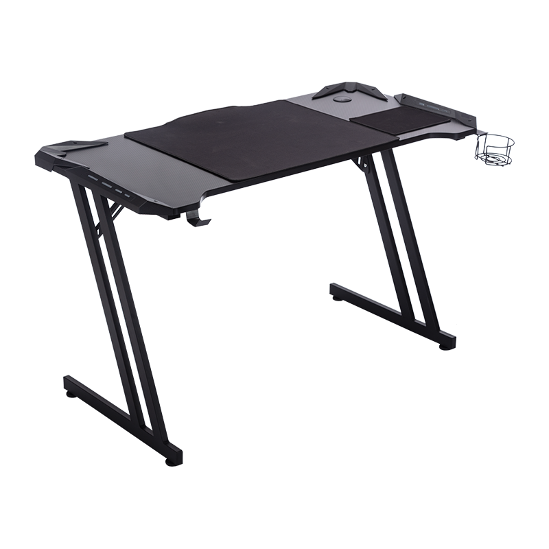 Double Z-Frame PC Desk Ergonominen koti- ja toimistopelipöytä RGB-pelivalolla